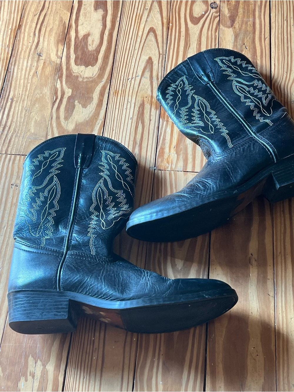 Youth size 7 Smokey mountain Black Western Leather Cowboy Boots